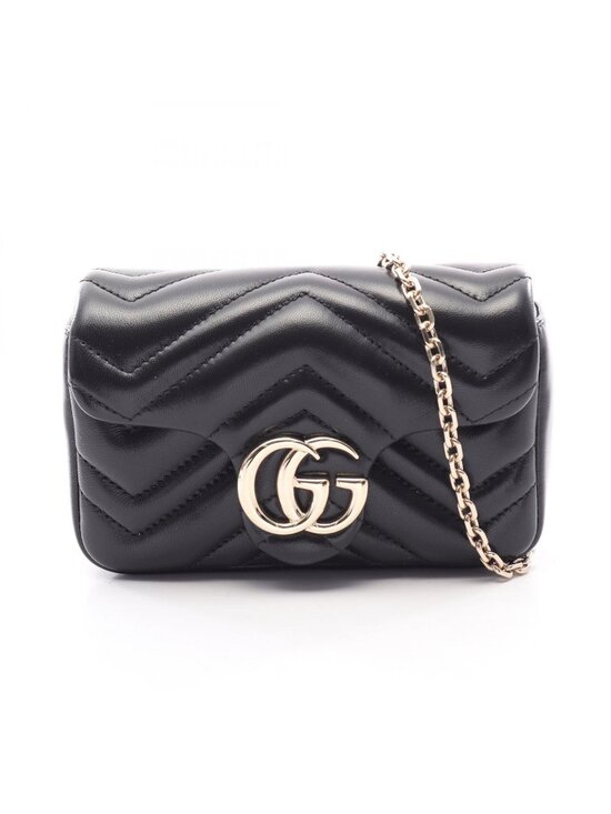GG Marmont small shoulder bag in black leather | GUCCI® US Gucci Shoulder Bag GG Marmont Mini Black Leather